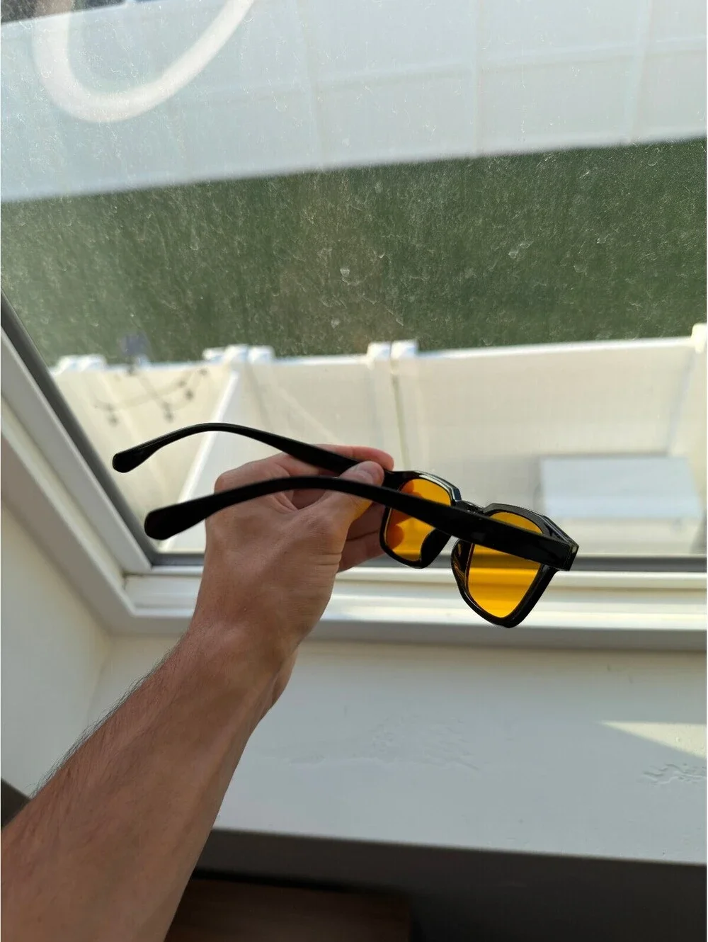 Orange Tint Black Frame Sunglasses A-94
